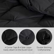 SNOWMAN Premium Down Comforter Queen Size, Luxurious All Season Duvet Insert with Cotton Blended Fabric, 37oz Fill Weight Pinch Pleat Design Hotel Bedding Comforter (Black,90"x90")