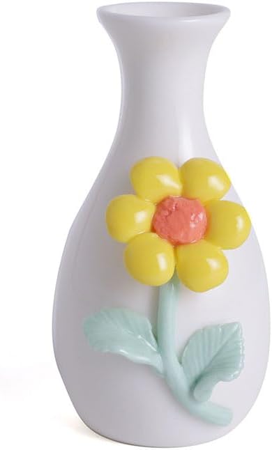Handmade Ceramic Small vase Creative mini vase Home Decoration Ornament with 3D Floral Design (3D Flowers-sunflower1PCS)