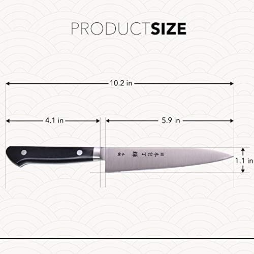 Kagayaki CarboNext Japanese Chef’s Knife, KC-2ES Professional Petty Knife, High Carbon Tool Steel Pro Kitchen Knife with Ergonomic Pakka Wood Handle, 5.9 inch