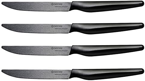 Kyocera 4-piece Ceramic Steak Knife Set, 4.5" Black