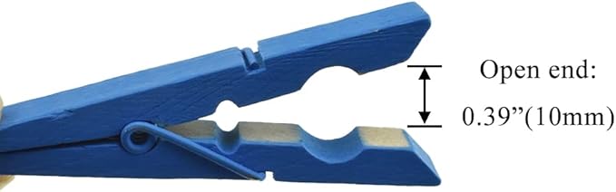 HAHIYO Blue Wooden Clothes Pins Clothespins Small Aviod Fall Apart 2.87 Inches Length 16 Pack Strong Springs No Rust No Discoloration for Laundry Bathroom DIY Craft Photos Food Opened Bags