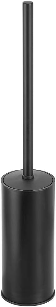 Freestanding Toilet Brush Holder for bathrooms 304 Stainless Steel Toilet Brush Stand Round Storage and Organization Rust Resistant 18-inch high Matte Black Finished