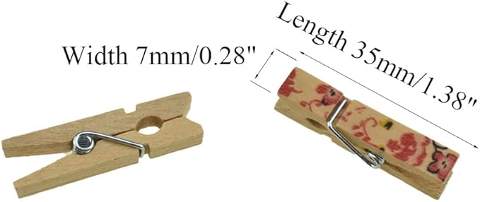 HAHIYO Colorful Painted Wooden Clothes Pins Clothespins Small Aviod Fall Apart 1.38 Inches Length 50 Pack Strong Springs No Rust No Discoloration for Laundry Bathroom DIY Craft Photos Food Opened Bags