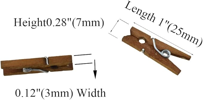 HAHIYO Brown Wooden Clothes Pins Clothespins Mini Aviod Fall Apart 1 Inches Length 80 Pack Strong Springs No Rust No Discoloration for Laundry Bathroom DIY Craft Photos Food Opened Bags