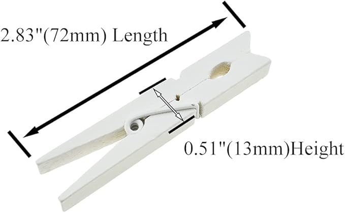 HAHIYO White Wooden Clothes Pins Clothespins Wide Do NOT Fall Apart 2.87 inches Length 16 Pack Sturdy Strong Springs No Rust No Discoloration for Laundry Bathroom DIY Craft Photos Food Opened Bags