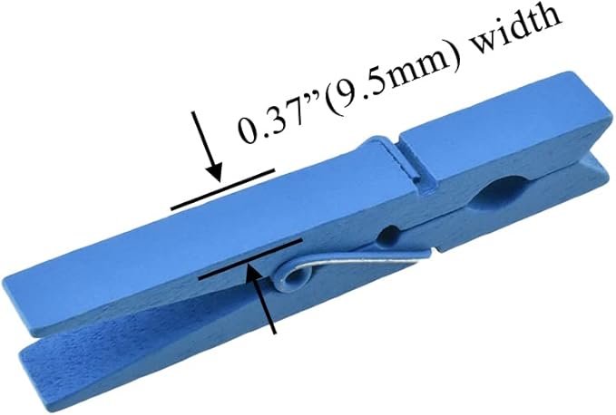 HAHIYO Blue Wooden Clothes Pins Clothespins Small Aviod Fall Apart 2.87 Inches Length 16 Pack Strong Springs No Rust No Discoloration for Laundry Bathroom DIY Craft Photos Food Opened Bags
