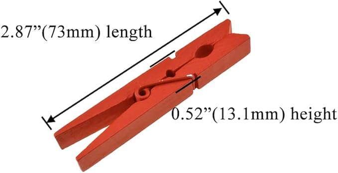 HAHIYO Red Wooden Clothes Pins Clothespins Small Aviod Fall Apart 2.87 Inches Length 16 Pack Strong Springs No Rust No Discoloration for Laundry Bathroom DIY Craft Photos Food Opened Bags