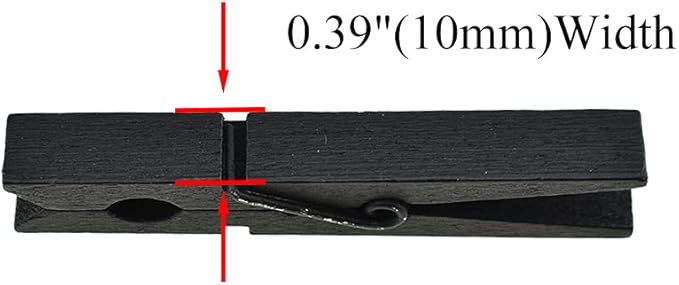 HAHIYO Black Wooden Clothes Pins Clothespins Wide Do NOT Fall Apart 2.87 inches Length 16 Pack Sturdy Strong Springs No Rust No Discoloration for Laundry Bathroom DIY Craft Photos Food Opened Bags