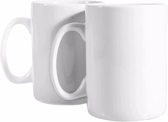 30oz Super Large Ceramic Coffee Mugs Large Handles Set of 2 (White)