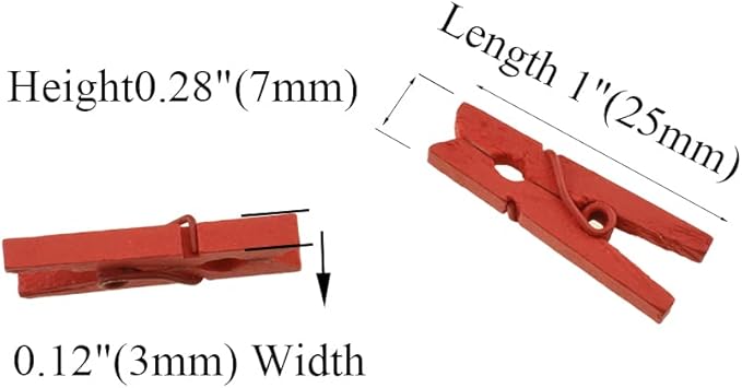 HAHIYO Red Wooden Clothes Pins Clothespins Mini Aviod Fall Apart 1 Inches Length 80 Pack Strong Springs No Rust No Discoloration for Laundry Bathroom DIY Craft Photos Food Opened Bags