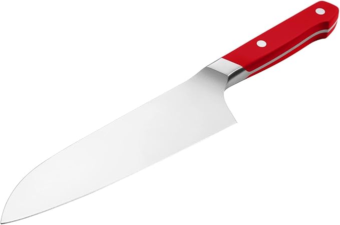 Misen Japanese Santoku Chef Knife - 7.5 Inch High Carbon Stainless Steel - Classic Japanese Knife Design for Cutting, Slicing, and Chopping - Razor Sharp Japanese Style Kitchen Knife, Red