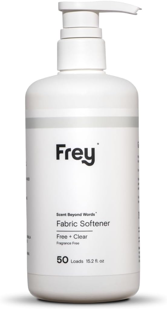 FREY Natural Liquid Fabric Softener & Conditioner | Laundry Softener for Clothing | Works In All Machines + HE | Powered by Natural Ingredients (1-pack, Fragrance-free)