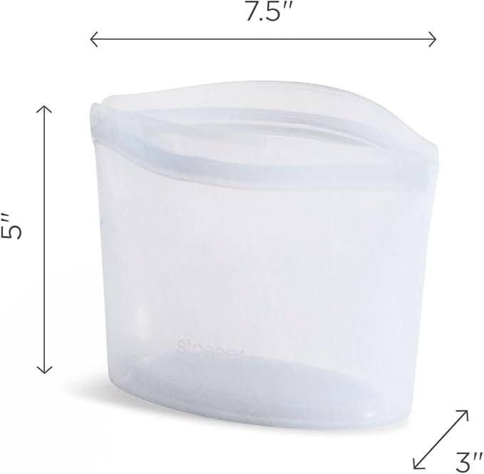 Stasher Premium Silicone Reusable Food Storage Bowl, Clear, Microwave, Sous Vide, Dishwasher, Oven and Freezer Safe, BPA Free, Leak-free, Eco-friendly, 2-Cup Bowl