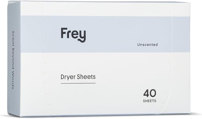 FREY Naturally Scented Dryer Sheets - Fabric Softener for Soft, Fresh & Clean Clothes (1-pack, Fragrance-free)