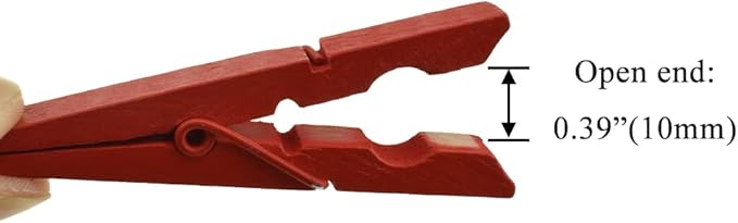 HAHIYO Red Wooden Clothes Pins Clothespins Small Aviod Fall Apart 2.87 Inches Length 16 Pack Strong Springs No Rust No Discoloration for Laundry Bathroom DIY Craft Photos Food Opened Bags
