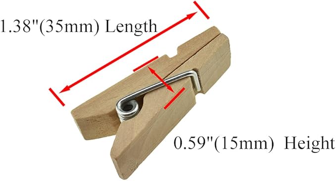 HAHIYO Wooden Clothes Pins Clothespins Small Do NOT Fall Apart 1.38x0.47 inches Length 35 Pack Sturdy Strong Springs No Rust No Discoloration for Laundry Bathroom DIY Craft Photos Food Opened Bags