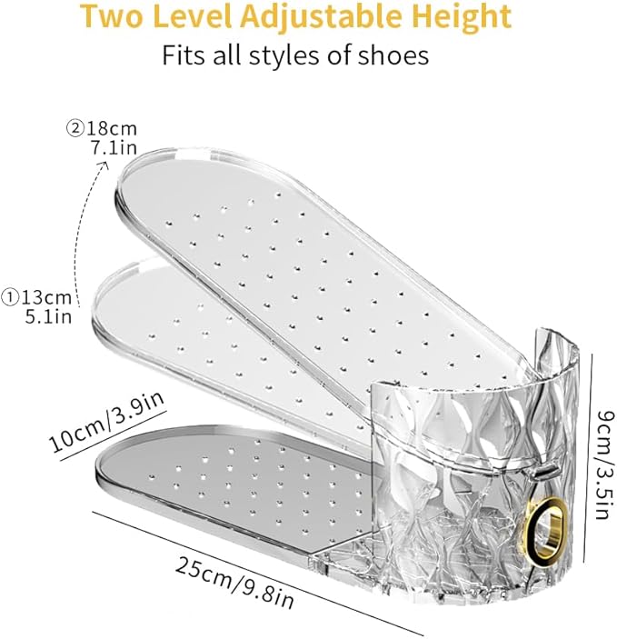 Shoe Slots Organizer, Adjustable 15 Pack Shoe Stacker for Closet Storage, Clear Double Layer Space Saver, Durable and Stackable Shoe Holder for Sneakers Heels and Flat