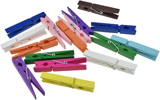 HAHIYO Colorful Wooden Clothes Pins Clothespins Wide Do NOT Fall Apart 2.87 inches Length 16 Pack Sturdy Strong Springs No Rust No Discoloration for Laundry Bathroom DIY Craft Photos Food Opened Bags