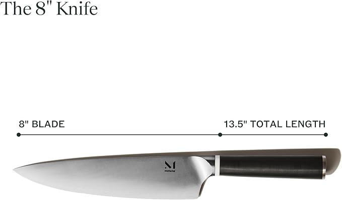 Material, The 8" Japanese Chef's Knife For Chopping & Cutting, Razor-Sharp Strong Blade, Carbon Stainless Steel, Almost Black