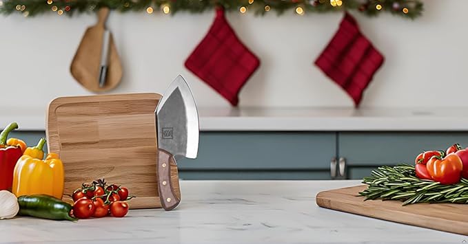 COOLINA Lixy Cleaver Chef Knife, 8.7-in Hand-forged High Manganese Clad Steel, Full Tang Butcher Knife, Razor Sharp Kitchen Knife for Camping, Outdoor Cooking, Slicing, Cutting Meat