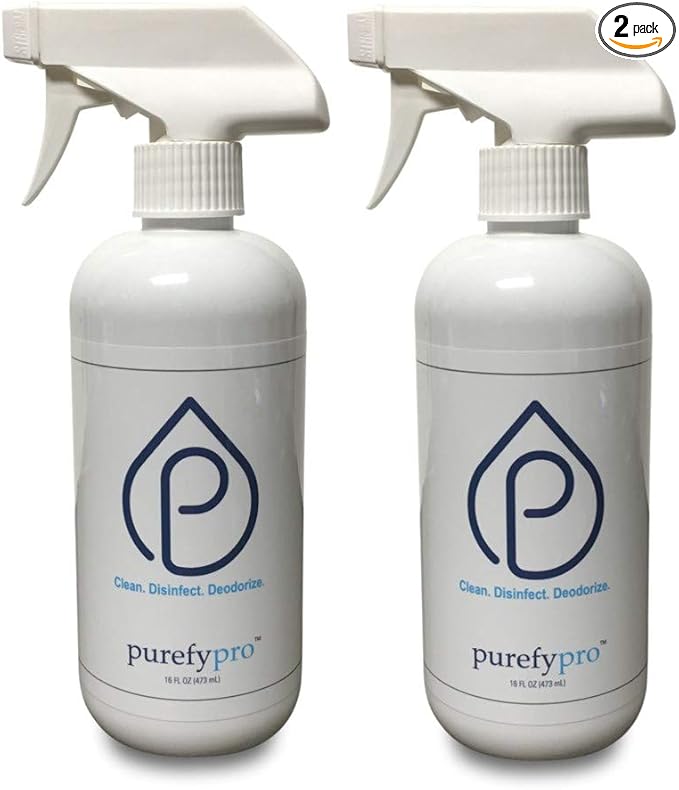 Purefypro Disinfectant Spray (500ml, 2pk) Purefypro Disinfectant Spray (1.7oz, 6 Pack) - No Rinse. No Residue. Kills 99.9999% Norovirus, Flu Virus, and Fungi, Drug Resistant Germs.