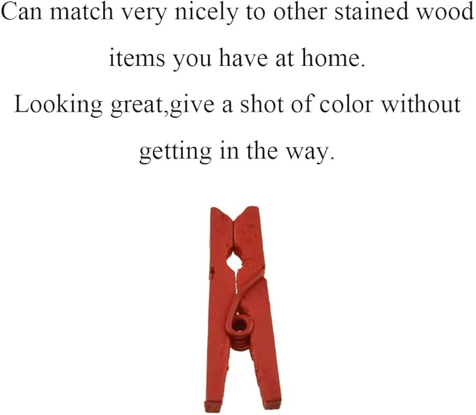 HAHIYO Red Wooden Clothes Pins Clothespins Mini Aviod Fall Apart 1 Inches Length 80 Pack Strong Springs No Rust No Discoloration for Laundry Bathroom DIY Craft Photos Food Opened Bags