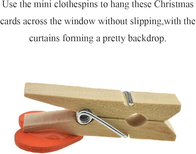 HAHIYO Heart Painted Mini Wooden Clothespin Clip Photo Paper Holders 1.38inch Tight Clamp Not Fray Rope Post Notices Handy Read for Hanging Postcard Wedding Orange 50PCS