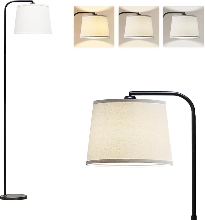 AKASUKI Floor Lamp for Living Room with 3 Color Temperatures, Foot Switch Standing Lamps for Living Room, Bedroom, Office, Arc Mordern Floor Lamp with 9W LED Bulb Included