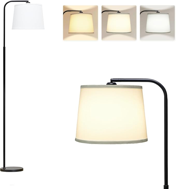 AKASUKI Floor Lamp for Living Room with 3 Color Temperatures, Foot Switch Standing Lamps for Living Room, Bedroom, Office, Arc Mordern Floor Lamp with 9W LED Bulb Included