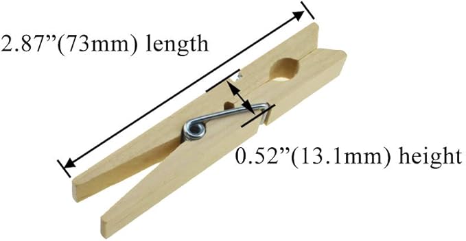 HAHIYO Wooden Clothes Pins Clothespins Large Do NOT Fall Apart 2.87 inches Length 24 Pack Sturdy Strong Springs No Rust No Discoloration for Laundry Bathroom DIY Craft Photos Food Opened Bags
