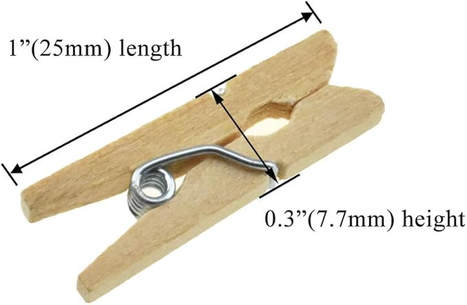 HAHIYO Wooden Clothes Pins Clothespins Mini Do NOT Fall Apart 1 inches Length 80 Pack Sturdy Strong Springs No Rust No Discoloration for Laundry Bathroom DIY Craft Photos Food Opened Bags