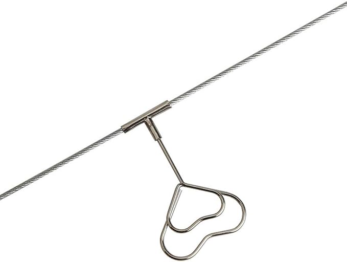 Multi-Purpose Steel Wall Hanging Photo Display Cable Wire Rod String with 12 Clips for Hanging Photos Notes and Artworks (Heart Shape Clip)