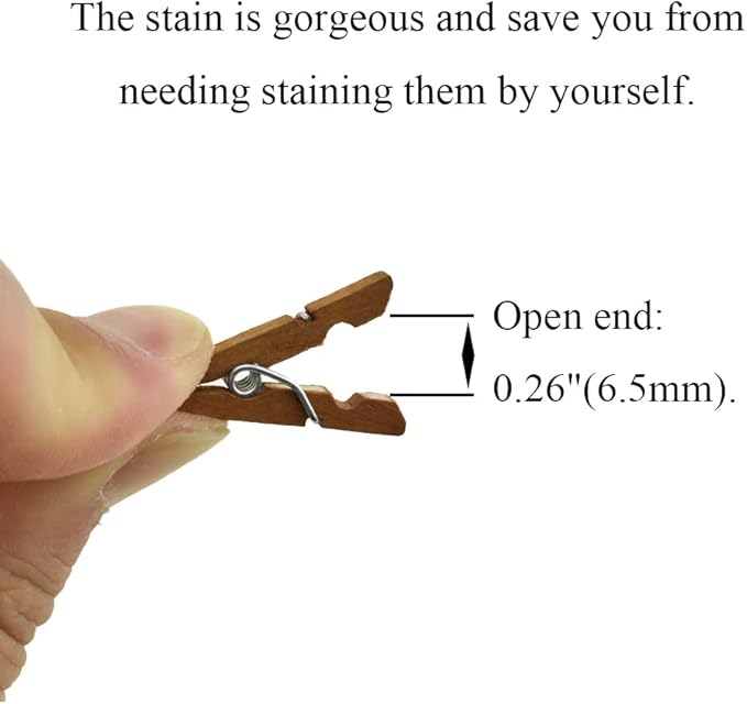 HAHIYO Brown Wooden Clothes Pins Clothespins Mini Aviod Fall Apart 1 Inches Length 80 Pack Strong Springs No Rust No Discoloration for Laundry Bathroom DIY Craft Photos Food Opened Bags