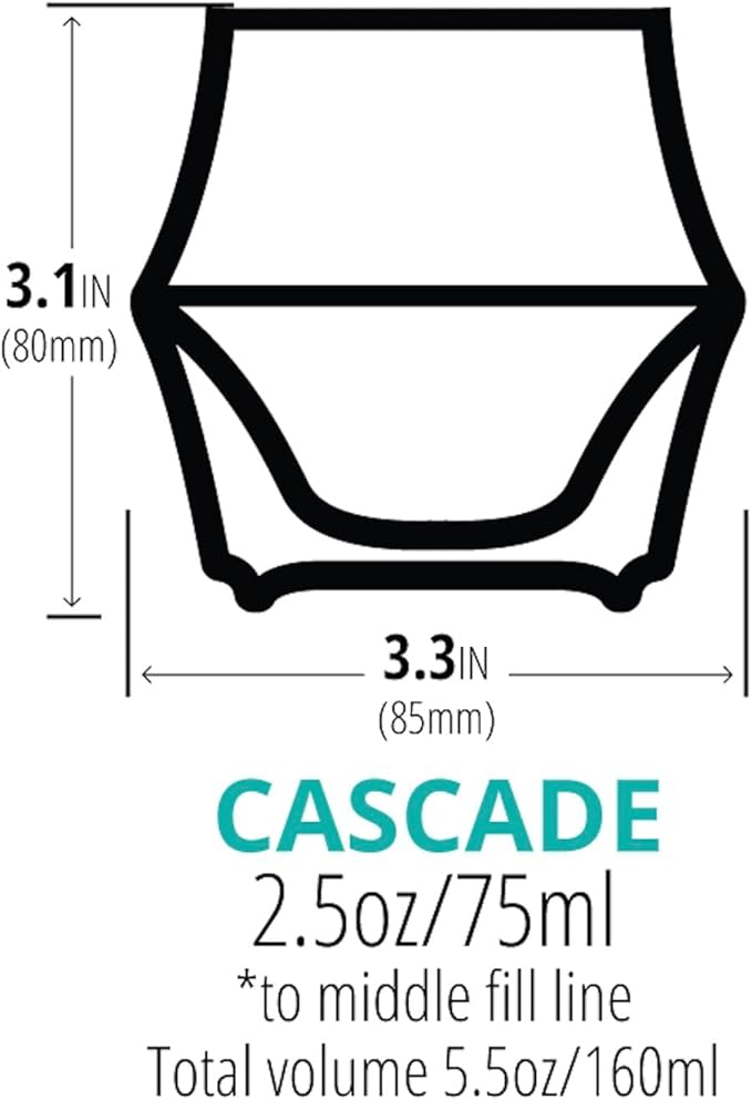 KRUVE CASCADE Porcelain Coffee Cups, 2.5oz Double-Walled Espresso Cups, Sensory Espresso Coffee Mug Set for Heat Retention, Black Porcelain Drinking Glasses with Enhanced Aroma, Elegant Cup Design