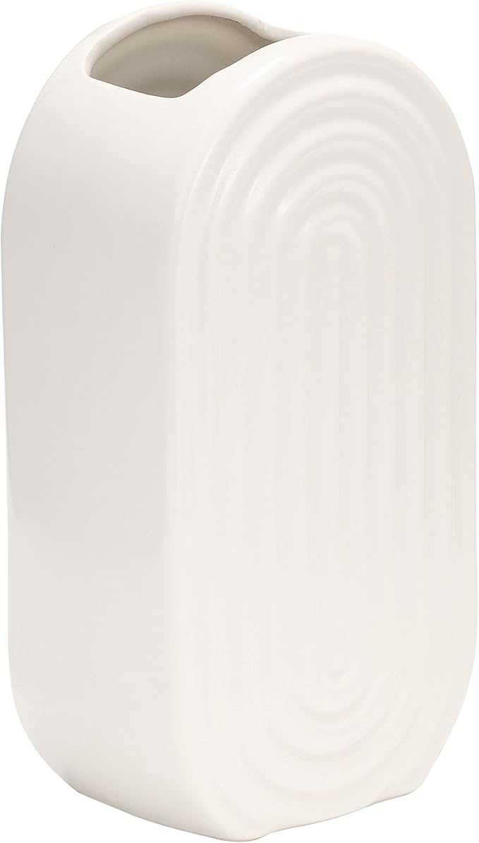 Sagebrook Home Modern Boho Ceramic Stoneware Vase - Textured Decorative Flower Vase for Home, Office, Bedroom, or Living Room - 9" White