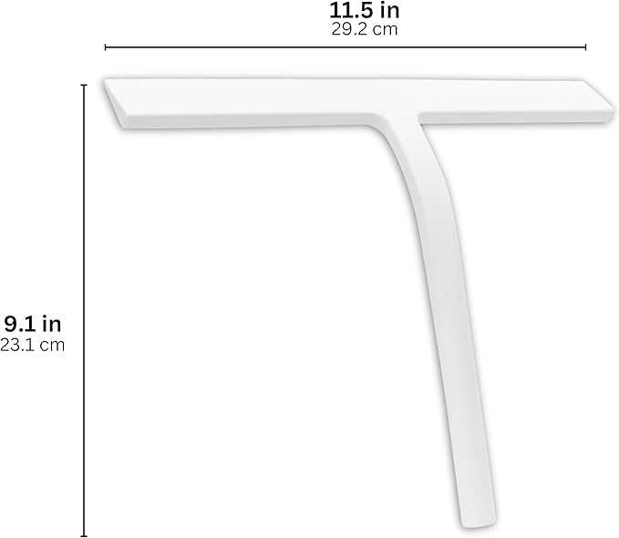 11 inch Squeegee Set with Over Wall Hanger, Suction Cup, and Hook, Glass Cleaning Squeegee for Shower Doors, Windows, Glass Doors, Bathrooms, Mirrors, Car Windshield - Matte White
