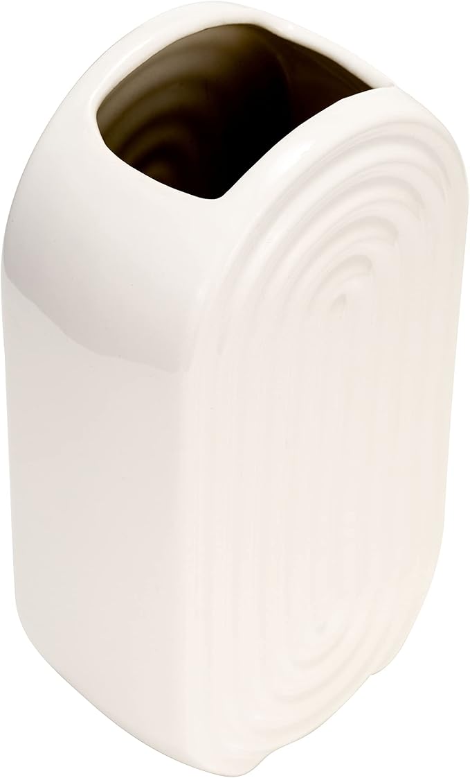 Sagebrook Home Modern Boho Ceramic Stoneware Vase - Textured Decorative Flower Vase for Home, Office, Bedroom, or Living Room - 9" White