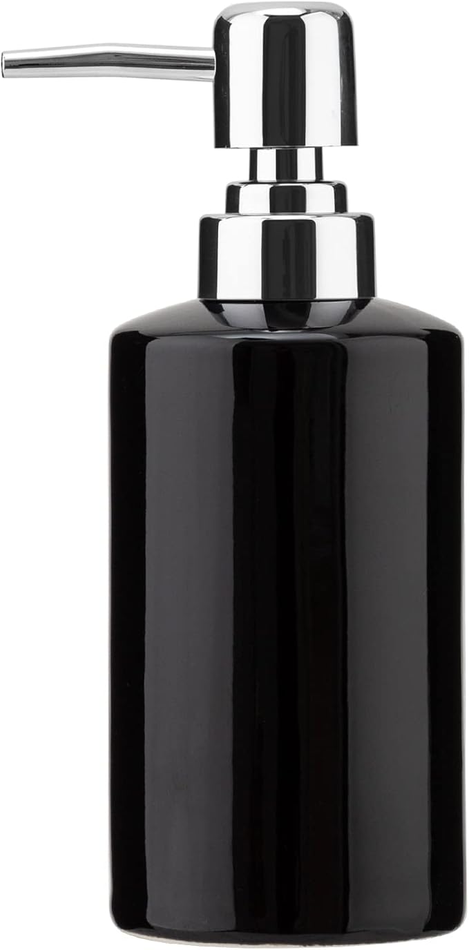 FE Soap Dispenser, 300ml/10oz Ceramic Liquid Soap Pump Dispenser, Refillable Dish Soap Dispenser for Kitchen Bathroom Washroom (Black)