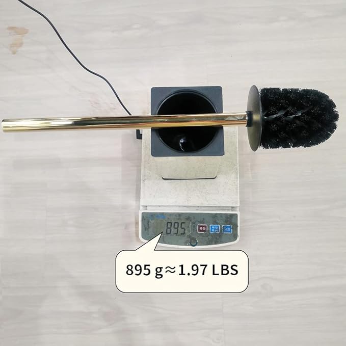 Freestanding Toilet Brush Holder for bathrooms 304 Stainless Steel Toilet Brush Stand Square Storage and Organization Rust Resistant 17-inch high Polished Gold Finished