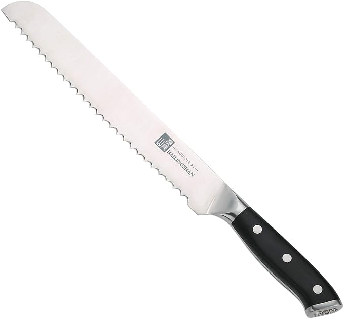 Qin Dynasty Series Bread Knife Pro Kitchen Knife 10 Inch Serrated Edge Cake Knife High Carbon German Stainless Steel Sharp knife with Ergonomic Handle