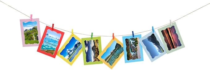 Hanging Photo Display Photo Holder String with Clips Photo Frame Set Perfect Wall Decor for Teen Bedroom Home Cubicle Office Wave *1