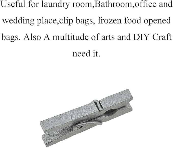 HAHIYO Silver Wooden Clothes Pins Clothespins Mini Do NOT Fall Apart 1 inches Length 80 Pack Sturdy Strong Springs No Rust No Discoloration for Laundry Bathroom DIY Craft Photos Food Opened Bags