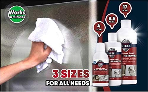 – Stainless Steel Rust Stain Remover Kit with Protector – Fast Acting for Commercial Equipment Rust Cleaner for Appliances, Grills & More – Food-Safe Stainless Steel Cleaner (4 oz)