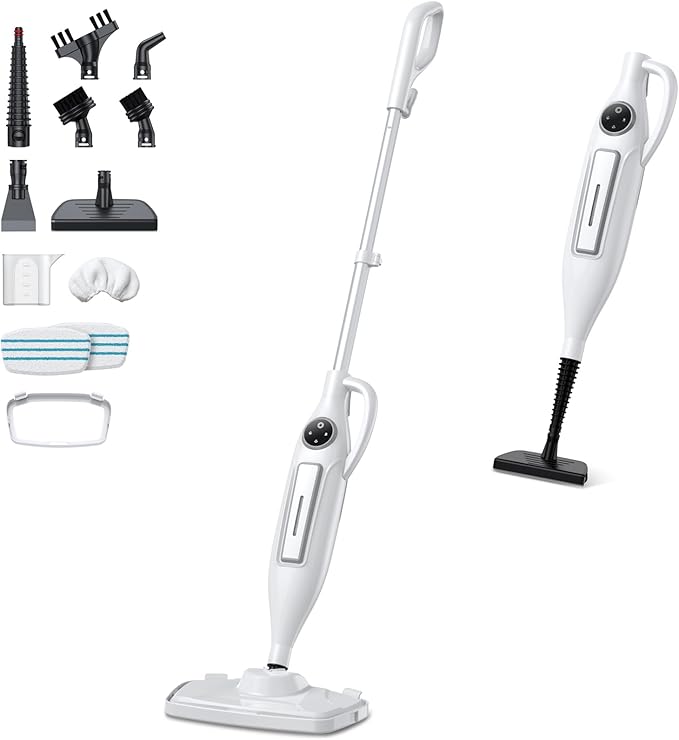Powerful Handheld Steam Mop With 11 Accessories, 23FT Power Cord, 266℉Deep Cleaning, 2 Steam Modes & Multi-Purpose Steamer For Sealed Hard Floor, Laminate, Marble, Stone Floors