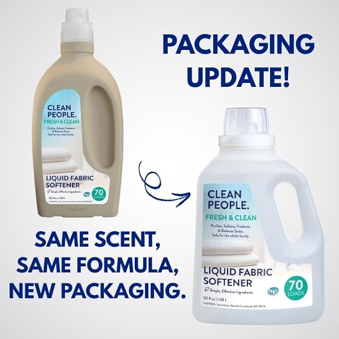 The Clean People Liquid Fabric Softener - Softens & Removes Static Cling - Vegan (50 Fl Oz, Fresh & Clean)