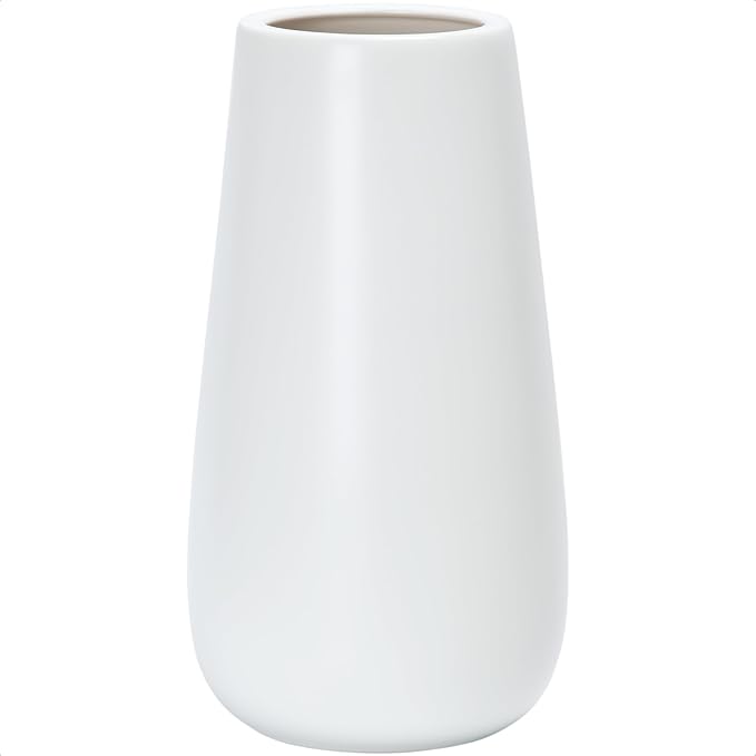 D'vine Dev 12 Inch White Elegant Oval Ceramic Vase for Flowers, Home Décor Vase with Design Box, VS-LD-C-4
