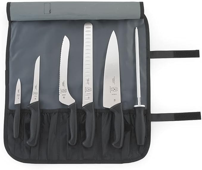 Mercer Culinary Millennia 7-Piece Knife Roll Set,Black