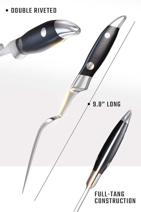 Dalstrong Carving Knife & Meat Fork Set - Gladiator Series Elite - 8" Honing Rod - Forged HC German Steel - 9 inch Carving Knife & Sheath - Hollow Ground Carving Set - Matching Fork - NSF Certified