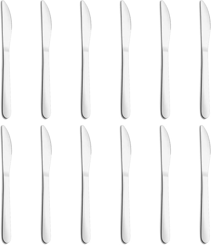 12-Piece Dinner Knives Set, Knife Set (9 Inches), Table Knife, Food Grade Stainless Steel Butter Knives, Knives Silverware for Home/Restaurant/Kitchen, Dishwasher Safe & Mirror Polished