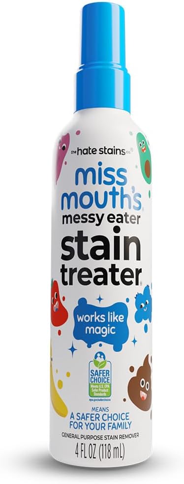 Miss Mouth's Messy Eater Stain Treater Spray - 4oz Stain Remover - Newborn & Baby Essentials - No Dry Cleaning Food, Grease, Coffee Off Laundry, Underwear, Fabric